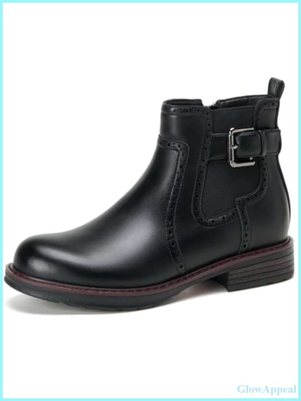 Women's Chelsea Ankle Boots Faux Leather Block Heel Side Zip